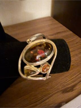 Amber Glass Statement Bracelet - Gold-Tone Women Jewelry